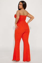 Call My Name Ribbed Pant Set - Orange
