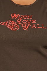 Howdy Love Ya'll Tank Top - Chocolate