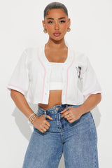 Playboy Pink Cropped Jersey Tee - White/combo