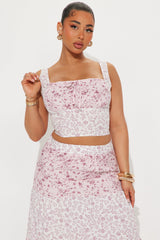 Whimsical Floral Maxi Skirt Set - Pink/combo