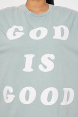 God Is Good All The Time Washed Oversized Tee - Sage