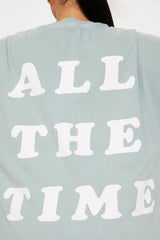God Is Good All The Time Washed Oversized Tee - Sage