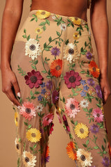 Celena Embroidered Pant - Nude/combo