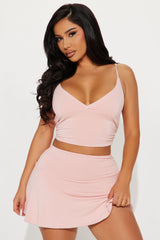 Only Girl Pleated Skirt Set - Pink