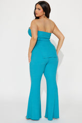 Call My Name Ribbed Pant Set - Turquoise