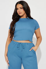 Life Is Good Textured Pant Set - Blue