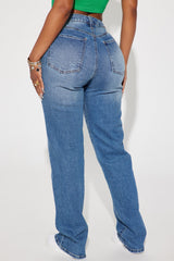 Can't Deny It Non Stretch Straight Leg Jean - Medium Wash