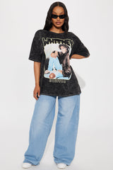 Whitney Houston Washed Oversized Tee - Black