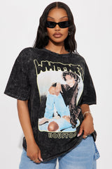 Whitney Houston Washed Oversized Tee - Black
