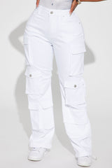 Fairfax High Rise Stretch Cargo Jeans - White