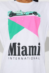 Miami International Oversized Tee - White