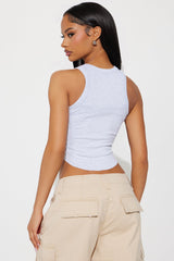 Feelin' Spritzy Embroidered Ribbed Tank Top - Grey