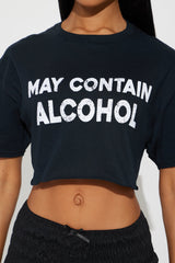 She May Contain Alcohol Cropped Tee - Black