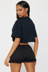 She May Contain Alcohol Cropped Tee - Black