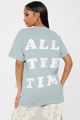 God Is Good All The Time Washed Oversized Tee - Sage