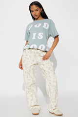 God Is Good All The Time Washed Oversized Tee - Sage