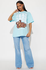 Feel Good Teddy Oversized Tee - Blue