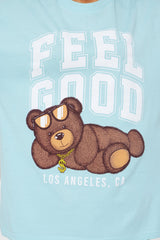 Feel Good Teddy Oversized Tee - Blue