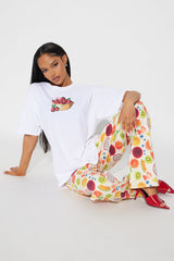 Cherries Girl Oversized Tee - White