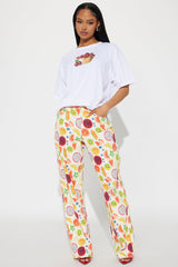 Cherries Girl Oversized Tee - White