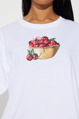Cherries Girl Oversized Tee - White