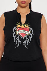 Von Dutch Fiery Heart Muscle Tee - Black