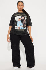 Whitney Houston Washed Oversized Tee - Black