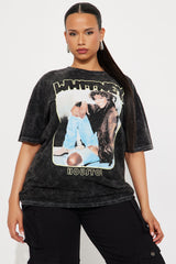 Whitney Houston Washed Oversized Tee - Black