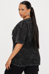 Whitney Houston Washed Oversized Tee - Black