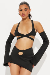Starla 3 Piece Skirt Set - Black