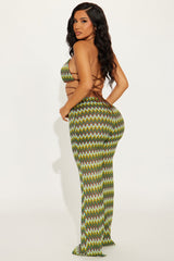 Vacation Addict Crochet Pant Set - Green/combo