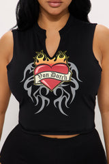 Von Dutch Fiery Heart Muscle Tee - Black