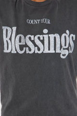 Count Your Blessings Washed Tee - Black Wash