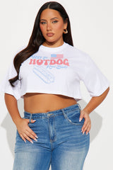 Makes Me Want A Hot Dog Cropped Tee - White
