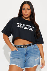 She May Contain Alcohol Cropped Tee - Black