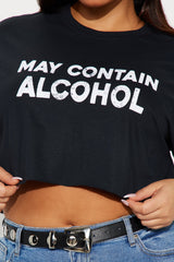 She May Contain Alcohol Cropped Tee - Black