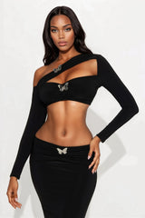 Butterfly Kisses Maxi Skirt Set - Black