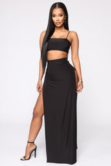 Mariah Slit Skirt Set - Black