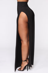 Mariah Slit Skirt Set - Black
