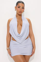 Glow Up Halter Top and Mini Skirt Set - Silver