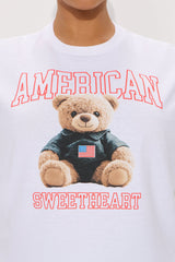 American Sweetheart Cropped Tee - White