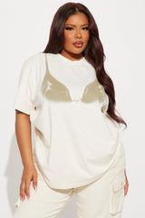 Angel Baddie Oversized Tee - Taupe