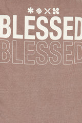 Stay Blessed Washed Oversized Tee - Brown