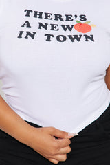New Peach In Town Baby Tee - White