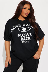 Good Karma Flows Back Oversized Tee - Black