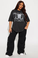 Wild Soul Washed Oversized Tee - Black