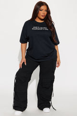 Put It On My Husband's Tab Oversized Tee - Black