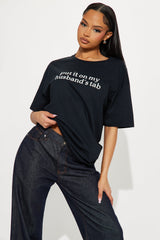 Put It On My Husband's Tab Oversized Tee - Black