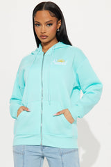 Summer Sunsets Zip Up Hoodie - Turquoise