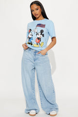 Minnie & Mickey Americana Tee - Light Blue